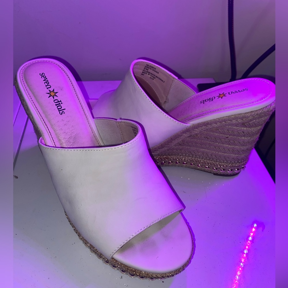 5inch White Wedge Sandals